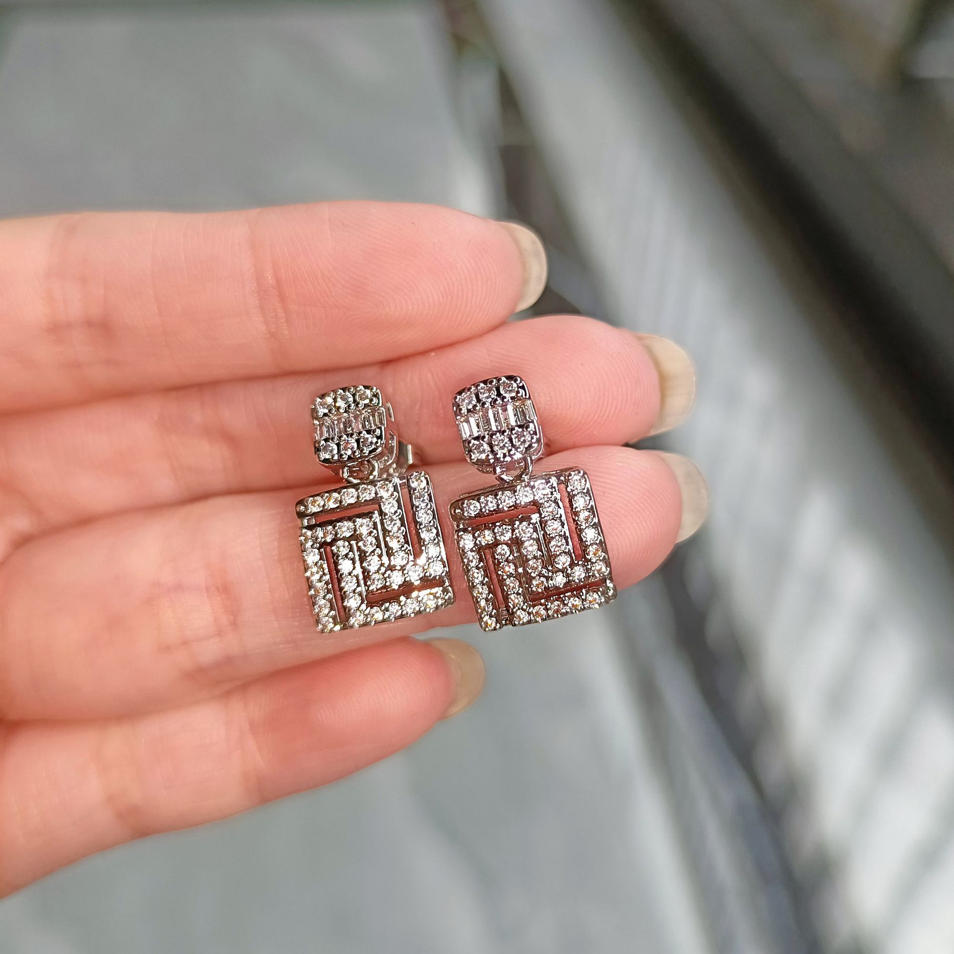 Choucong Brand Dangle Earring Luxury Jewelry Six Style 925 Sterling Silver Sparkling Handmade White Topaz T Princess Cut White Zircon Eternity Women D