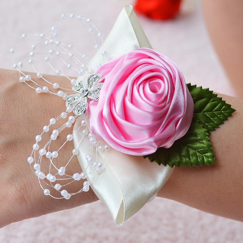 Wrist Flower Rose Silk Ribbon Bride Corsage Hand Decorative Wristband Bracelet Bridesmaid Band Clip Bouquet Wedding Decoration, Beige
Wrist Flower Rose Silk Ribbon Bride Corsage Hand Decorative Wristband Bracelet Bridesmaid Band Clip Bouquet Wedding Decoration, Beige