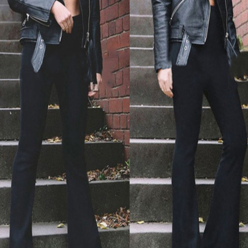 Women Loose Trousers Women's Elegant Black Vertical Striped High Waist Pocket Wide Leg Pants Women Bell Bottoms Flare Trousers 201113