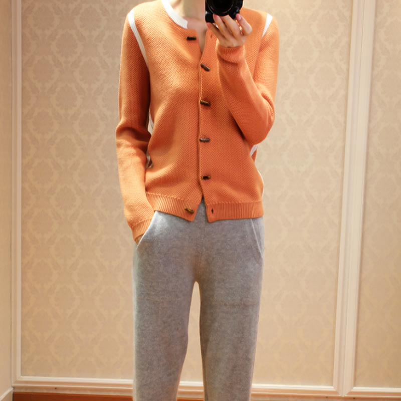 spring autumn new round pure cashmere cardigan women short paragraph color fashion knit sweater female small coat LJ201114