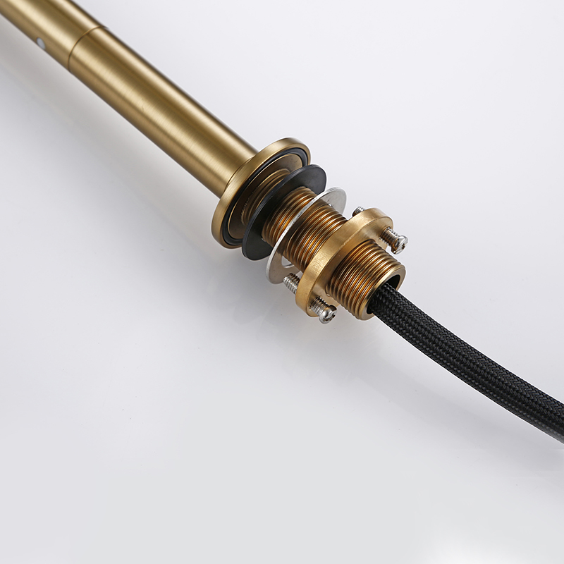 Smesiteli New Faucet Invisible Pull Out Sprayer Head Double Hole Single Handle And Cold Solid Brass Kitchen Sink Mixer Tap T208255589