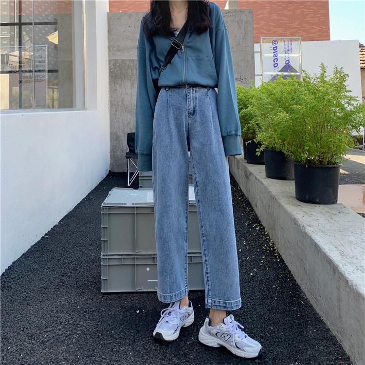 High Waist Straight Jeans Women Korean Style Loose Wide Leg Denim Pants Baggy Boyfriend Overalls Casual Full Length Trousers, Blue
High Waist Straight Jeans Women Korean Style Loose Wide Leg Denim Pants Baggy Boyfriend Overalls Casual Full Length Trousers, Blue