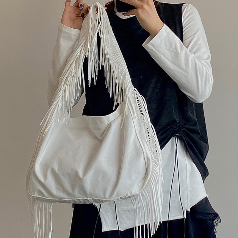 Fashion Large Capacity Tassel Women's Shoulder Bag Designer Canvas Tote Women Handbag Solid Color Crossbody Bags for Women 2021, Black
Fashion Large Capacity Tassel Women's Shoulder Bag Designer Canvas Tote Women Handbag Solid Color Crossbody Bags for Women 2021, Black
