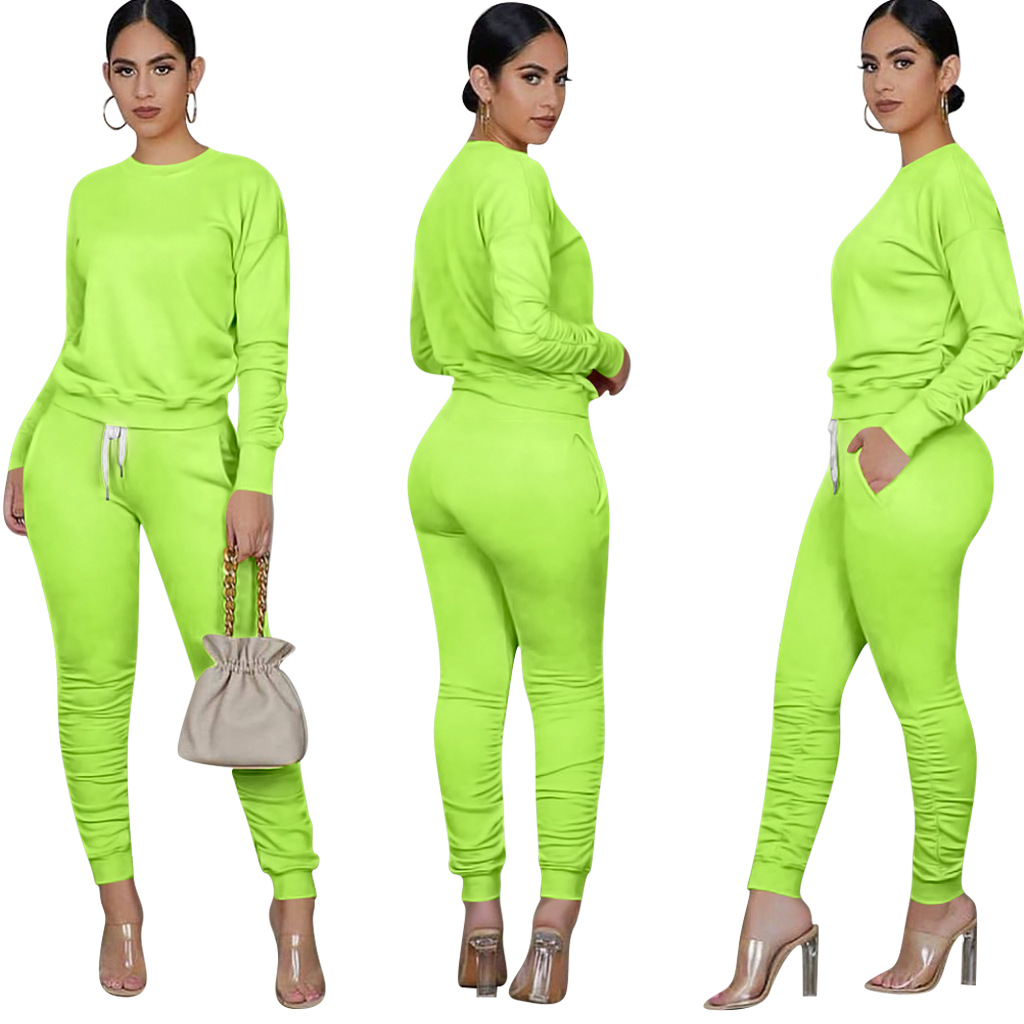 Pants Spot 2023 European American spring and autumn fashion casual street long-sleeved solid color suit