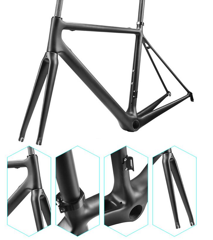 

2022 bikes frame Supper light weight full carbon bike frameset T1100 ud black cycling framework bsa/bb30 road carbon bicycle frames made in china, Bb68