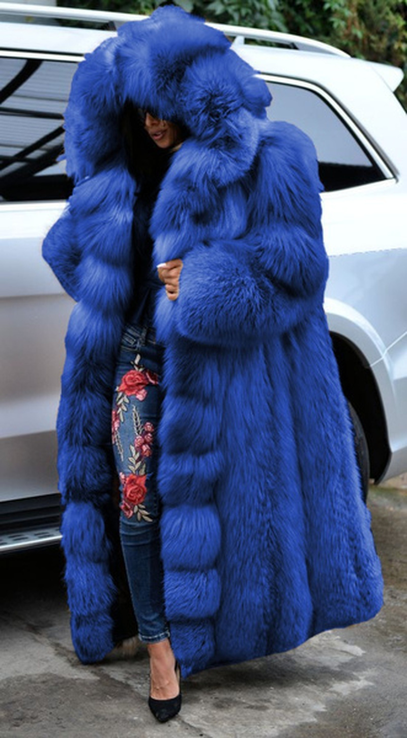 Yskkt Faux Fur Coat Women Thicken Autumn Winter Warm Hooded Coat Super Long Coats Oversized Ladies Coats and Jackets Plus Size 201212