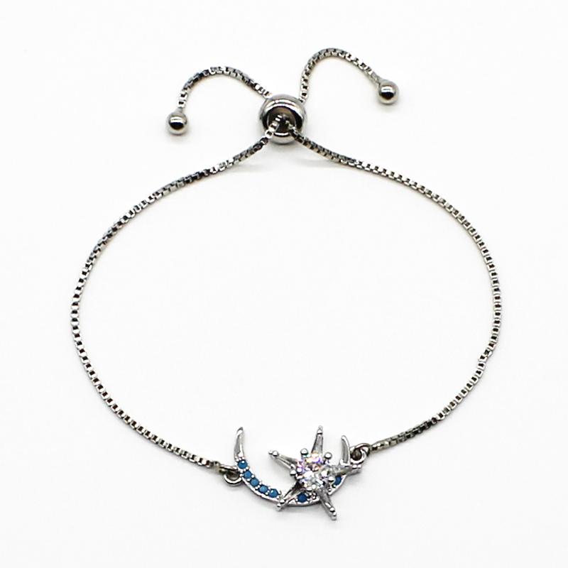 Simple Cubic Zircon Star Moon Charm Bracelets Silver Color Link Chain Adjustable Bracelet for Women Jewelry Accessories Gifts
Simple Cubic Zircon Star Moon Charm Bracelets Silver Color Link Chain Adjustable Bracelet for Women Jewelry Accessories Gifts