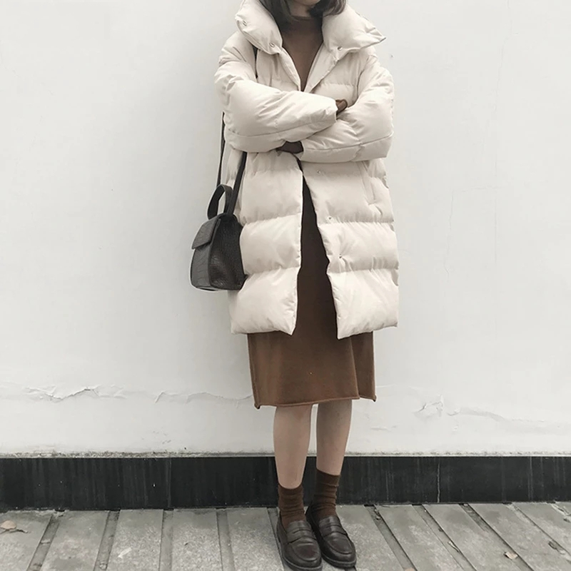 Parka Jacket Women Winter Coat Stand Collar Thick Down Cotton Parkas Women Loose Long Coat High Quality Outerwear Winter Jackets 201110wtt