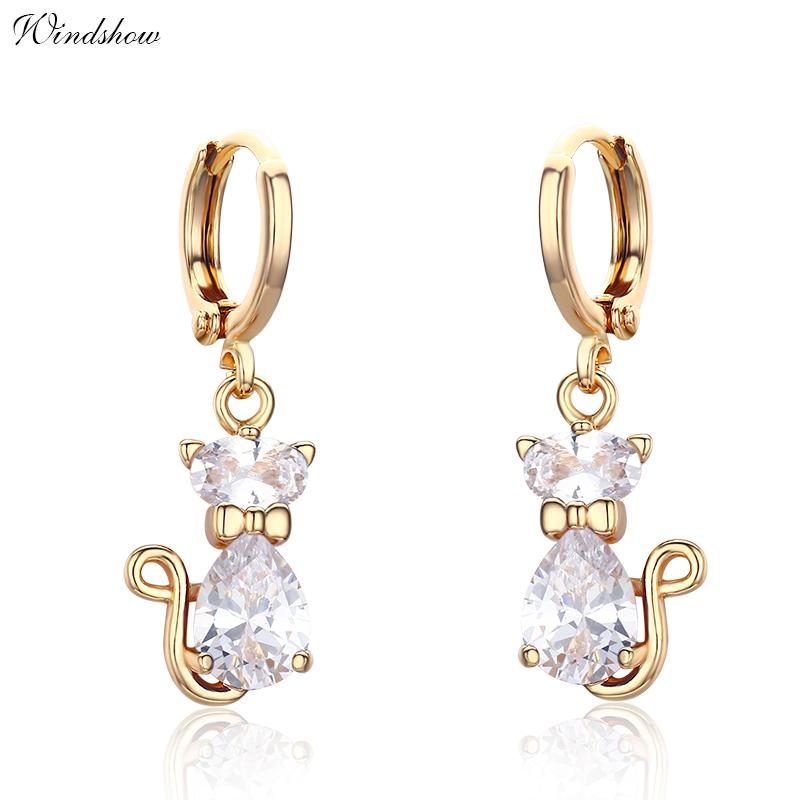 Cute Kitten Cats Gatos Pave CZ Circle Loop Drop Dangle Earrings For Women Girls Kids Children Yellow Gold Color Jewelry Aros
Cute Kitten Cats Gatos Pave CZ Circle Loop Drop Dangle Earrings For Women Girls Kids Children Yellow Gold Color Jewelry Aros