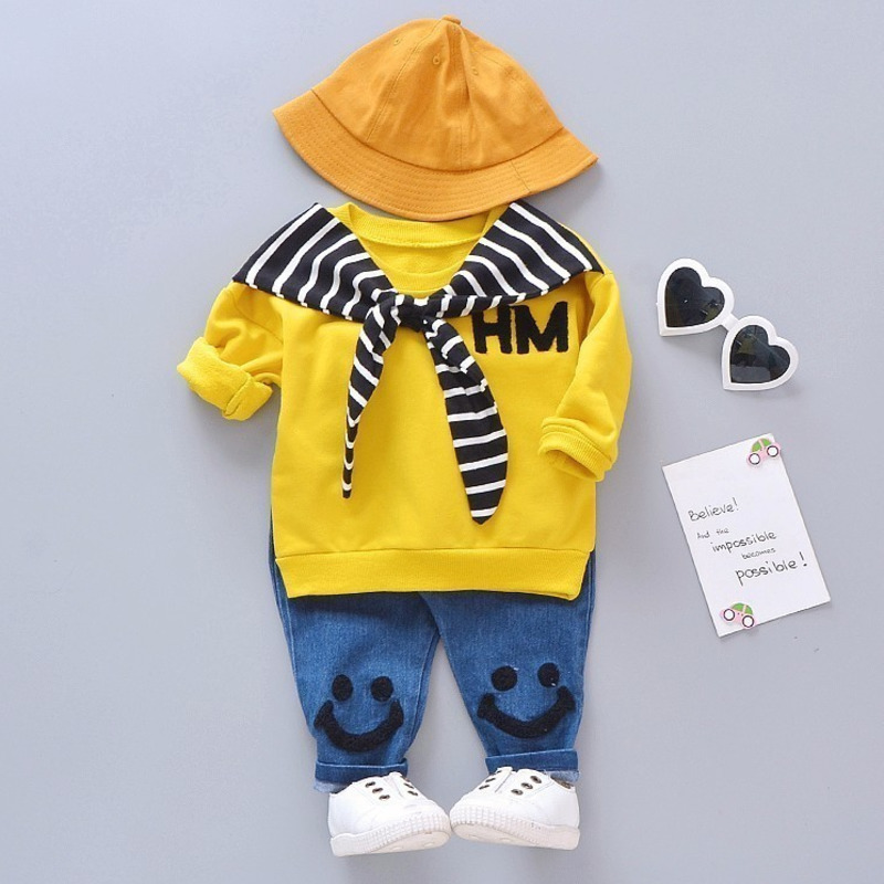 Spring Autumn Children Girls Cotton Clothing Sets Fashion Baby Boys Clothes T Shirt Pants 2Pcs/set New Kids Casual TracksuitsX1019
