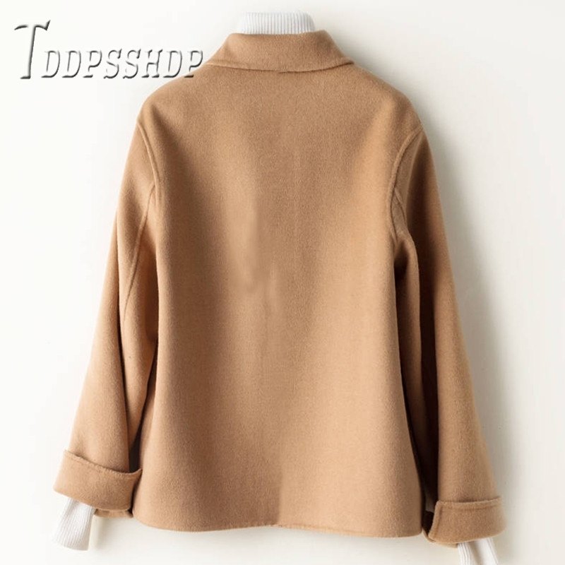 Korean Cheap Women Woolen Coat Short Style Frock Easy To Match Female Jacket 201030