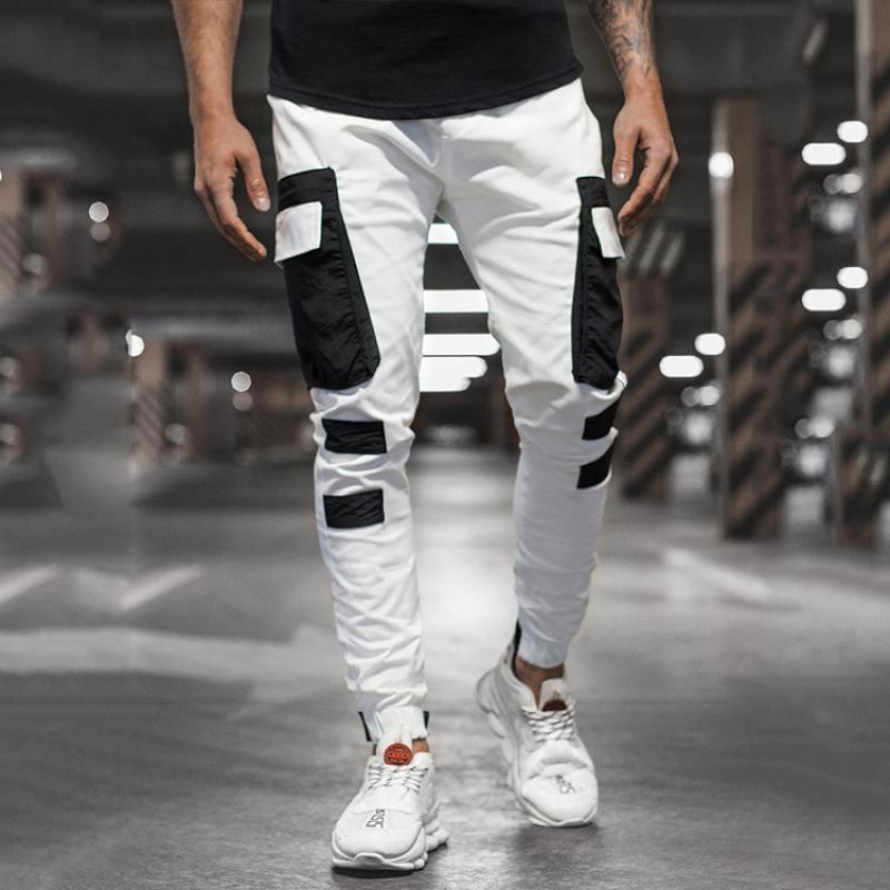 CHRLEISURE Men's Cargo Pants Casual Patchwork Joggers Trousers For Men Korean Fashion Hip Hop Punk Loose Pants Streetwear 201125