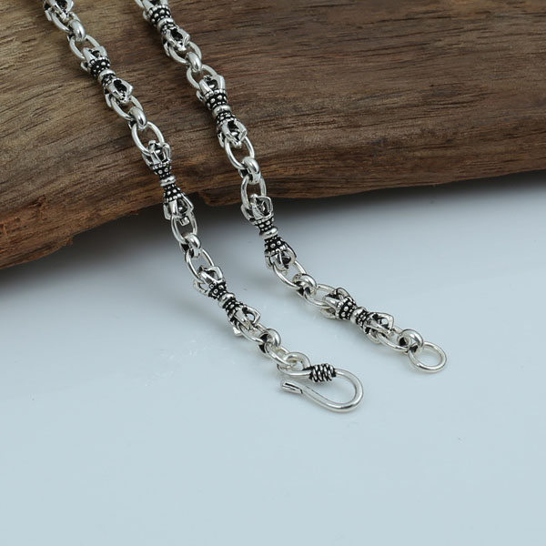 925 sterling silver vintage jewelry handmade thick link chain necklace American European antique silver punk gothic designer necklaces