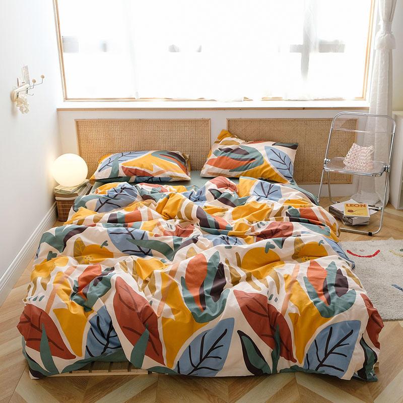 Cotton Comforter Cover Set With Bed Sheet Leaf Pattern Bedding Set 3/4 pcs Quilt Covers Fitted Sheets With Elastic For Adult, 1 aq yueguangsl
Cotton Comforter Cover Set With Bed Sheet Leaf Pattern Bedding Set 3/4 pcs Quilt Covers Fitted Sheets With Elastic For Adult, 1 aq yueguangsl