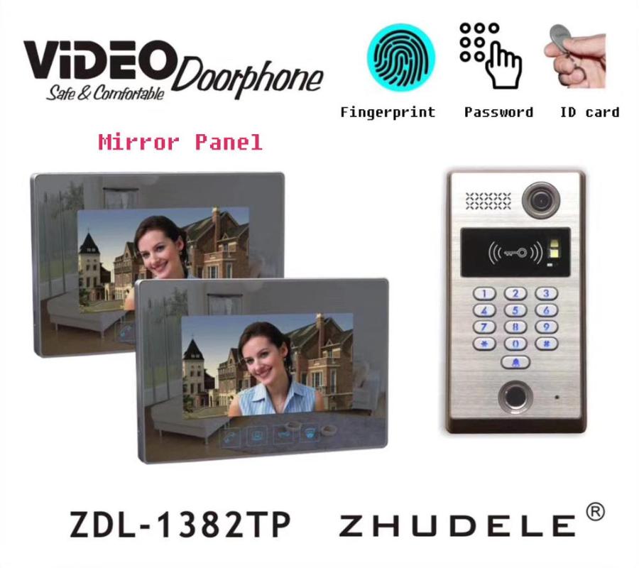 

New Arrival Wired 7" Video Door Phone Fingerprint&Password&ID Card Doorbell Intercom System with Door Access Control System 1V2