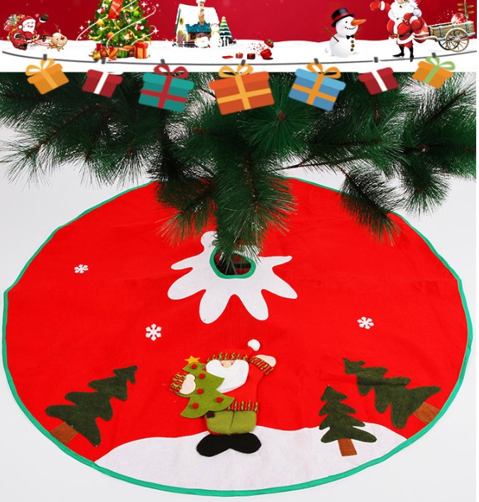 90cm Stitched Santa Christmas Snowflake Skirt Small Red Nov-woven Tree Skirt New Year 2020 Christmas Decoration for Home