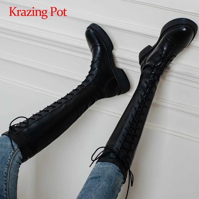 Krazing pot equestrian boots real leather mixed cloth dating thick med heel round toe lace up office lady knee high boots L2f21, Black 1
Krazing pot equestrian boots real leather mixed cloth dating thick med heel round toe lace up office lady knee high boots L2f21, Black 1