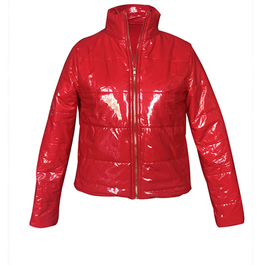 Wjustforu Winter warm Pu Parka Jacket Women Leather Long Sleeve Tops Bubble Coat Outerwear Pius Size S-xxxl Bodycon Outwear Slim 201027