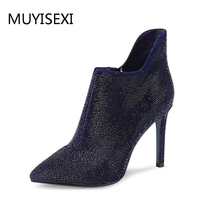 Sexy Ankle Boots for Women Sheepskin Crystal Pointed Toe High Heel Women Boots Rhinestone Woman Party Shoes PLGZ03 MUYIS, Black no plush
Sexy Ankle Boots for Women Sheepskin Crystal Pointed Toe High Heel Women Boots Rhinestone Woman Party Shoes PLGZ03 MUYIS, Black no plush