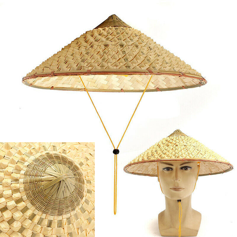 Vietnamese Japanese Coolie Straw Bamboo Cone Sun Hat Garden Farmer Fishing Y200714