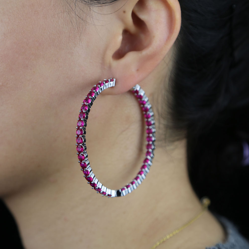 rainbow cz hoops earrings 5 5cm hoop round dangle earring jewelry women crystal cz diamante rhinestone large hip hop earring drop