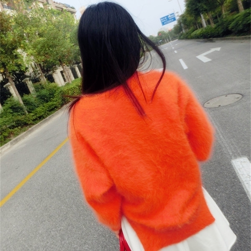 genuine mink cashmere sweater women cashmere coat pure mink Customized size and color v neck sweater wsr296 201201