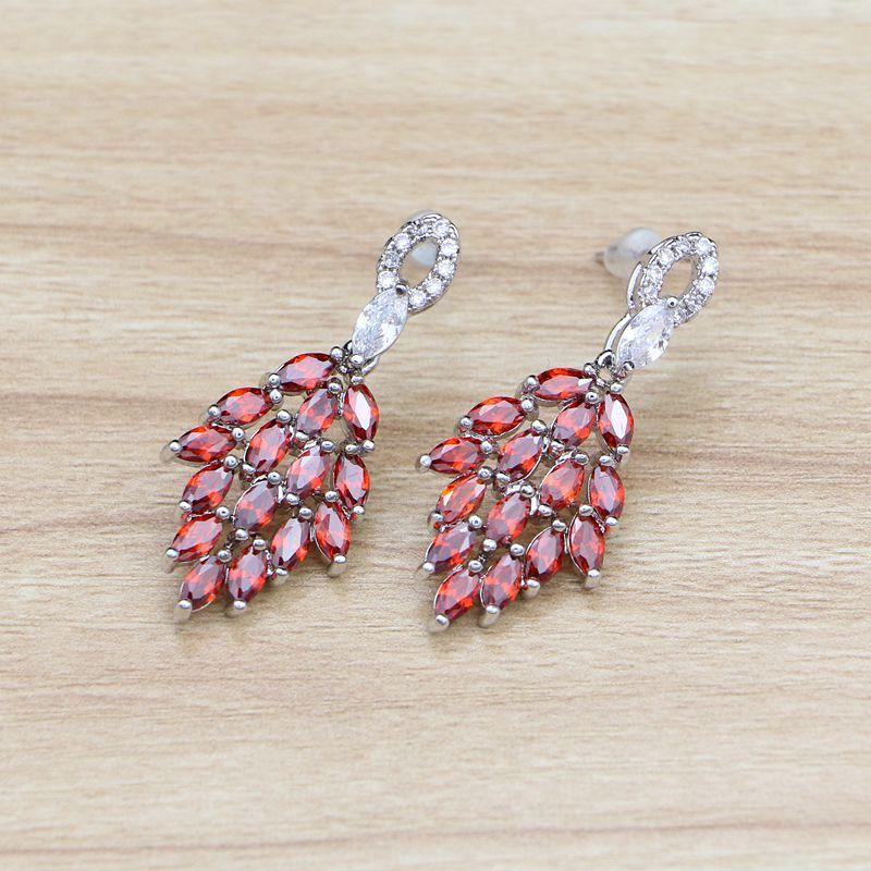 Dangle & Chandelier 925 Sterling Silver Jewelry Drop Leaf Earrings Red Cubic Zirconia White Zircon Beads Earring For Women
Dangle & Chandelier 925 Sterling Silver Jewelry Drop Leaf Earrings Red Cubic Zirconia White Zircon Beads Earring For Women