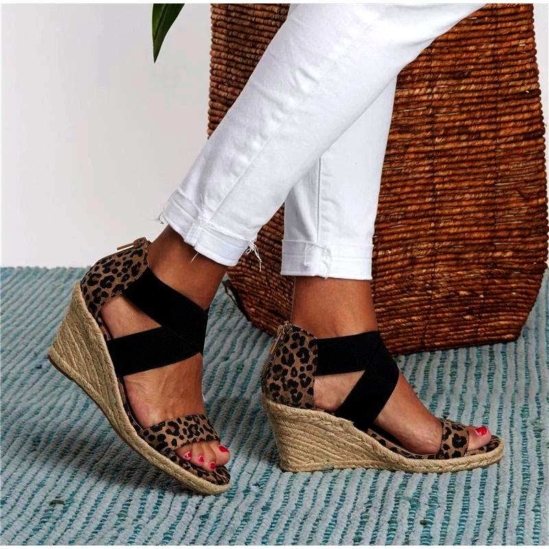 Comfort Summer Women Wedges Sandals Elastic Band Peep Toe Woman Shoes Cross Platform Bottom Ladies Sandals Female Plus Size, Leopard
Comfort Summer Women Wedges Sandals Elastic Band Peep Toe Woman Shoes Cross Platform Bottom Ladies Sandals Female Plus Size, Leopard