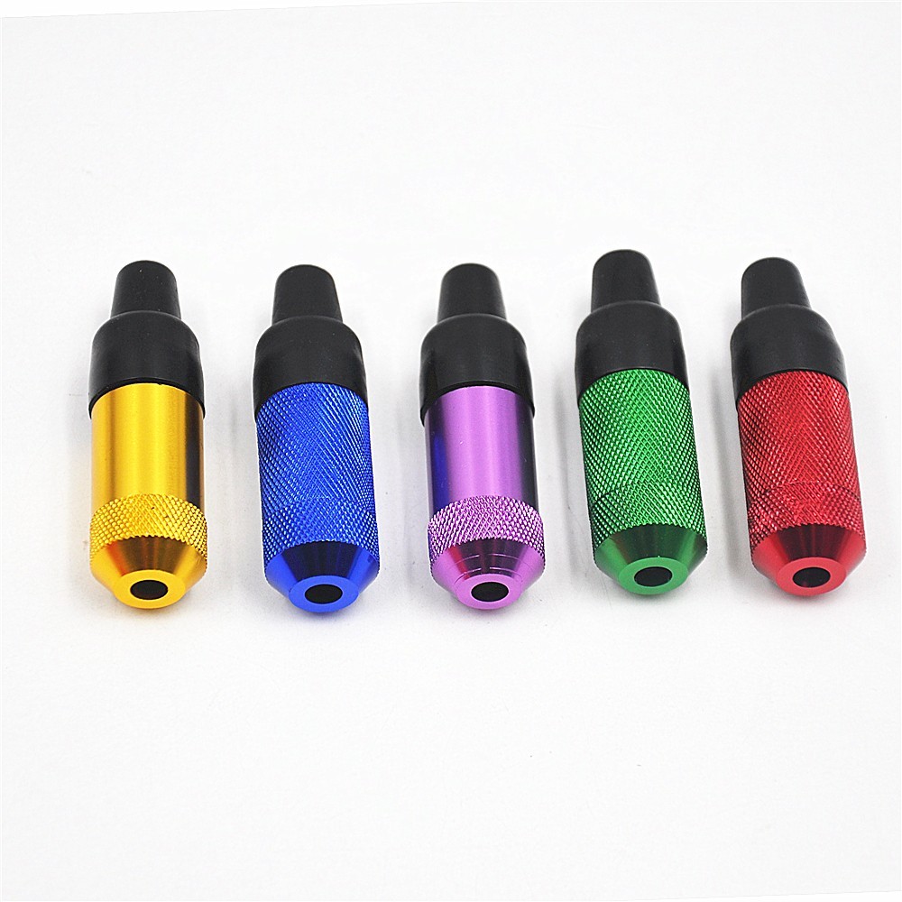 Mouth Tips Smoking Portable MINI Metal Smoking Pipe Tobacco Snuff Tube Colorful Hand Pipes Durable Rubber Mouth Aluminum Smoking Snuff