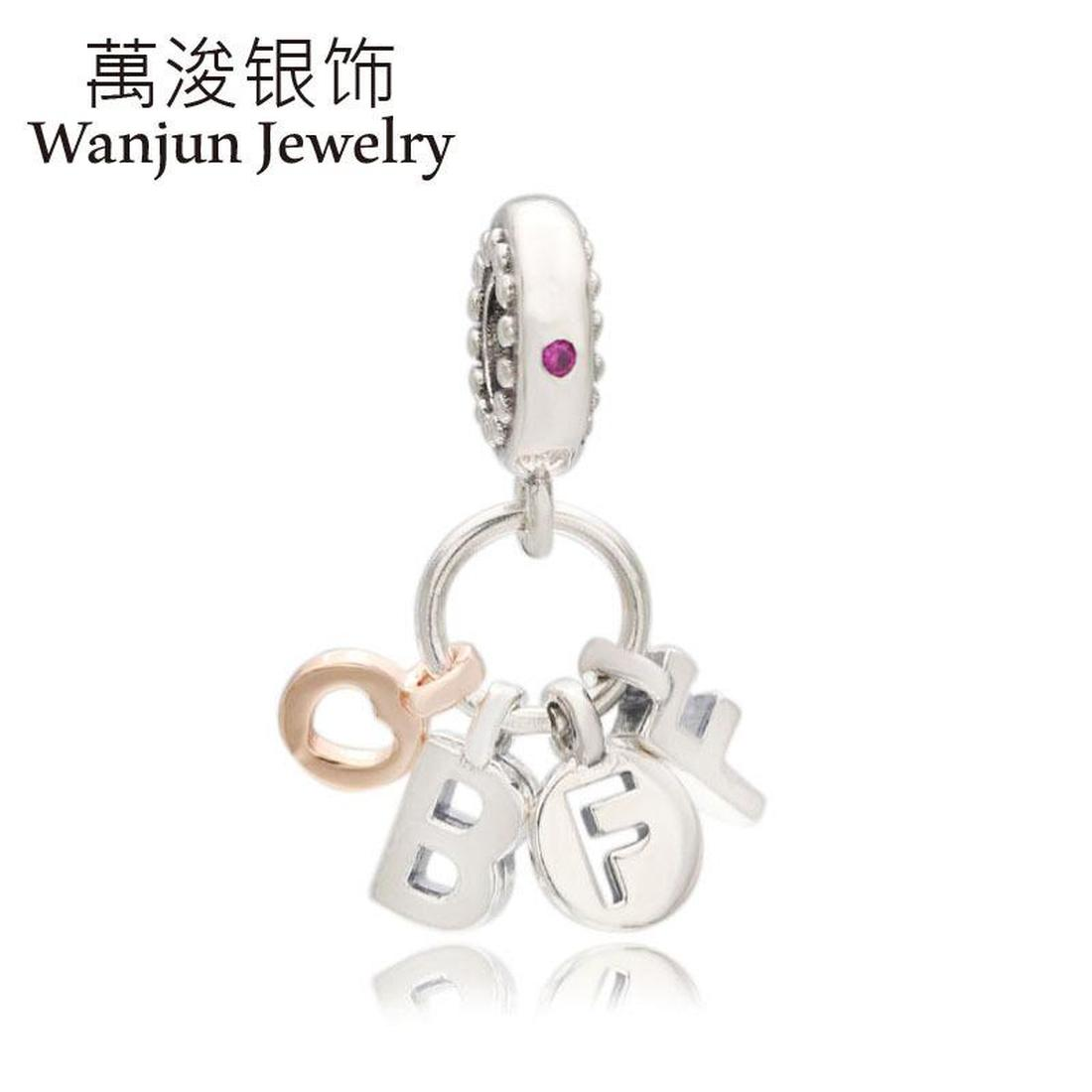 Designer Jewelry 925 Silver Bracelet Charm Bead fit Rose Gold Love Heart Best Friend Forever Slide Bracelets Beads European Style Charms Beaded Murano
