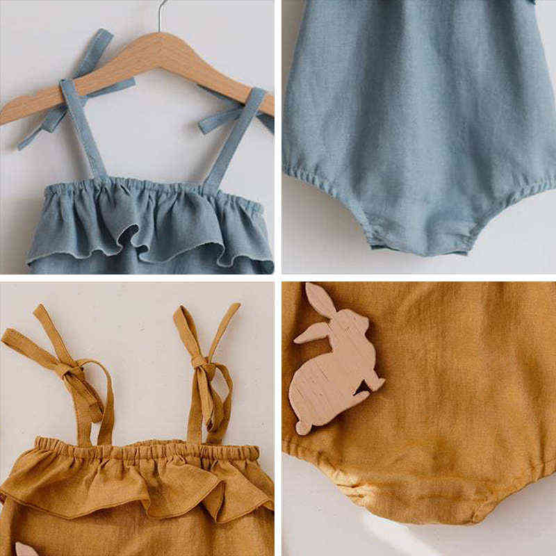 Melario New Summer Baby Girl Clothes Vintage Newborn Baby Girl Rompers 0-2Y Backless Cotton Baby Girl One-piece Jumpsuit Summer G220218
