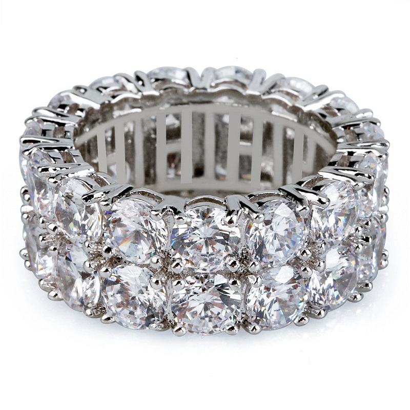 Free shipping Hip Hop Iced Out Rings Micro Pave CZ Stone 9mm Tennis Band Ring Men Women Charm Jewelry Crystal Zircon Dia Gold Sier Plated Wedding Free