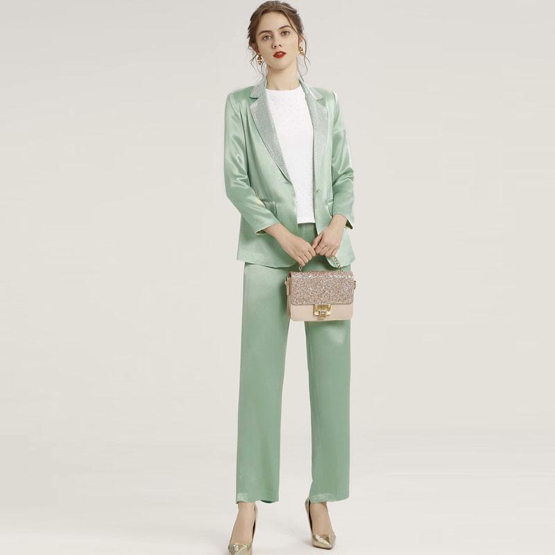 2020 Fall New Style V-Neck Diamond Long-Sleeved Temperament Suit Jacket Slim Fit Elegant Trousers Women' Two-Piece Suit, Turquoise
2020 Fall New Style V-Neck Diamond Long-Sleeved Temperament Suit Jacket Slim Fit Elegant Trousers Women' Two-Piece Suit, Turquoise