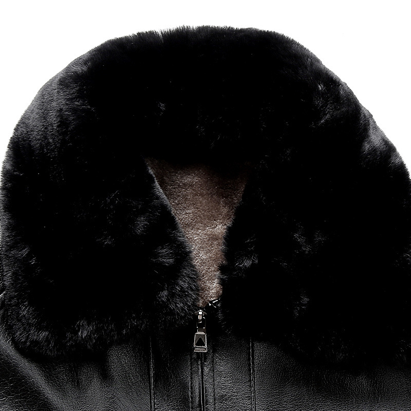 Plush thick leather jacket men's big fur collar leather jacket casual thick warm jacket middle-aged and elderly dad outfit 201128