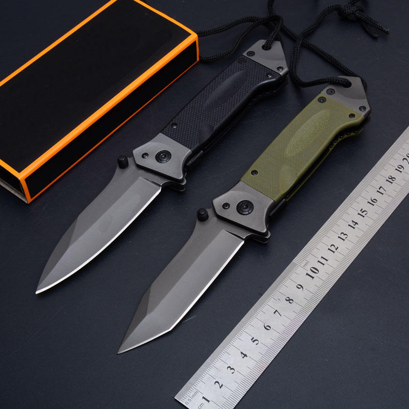 Jefrey Collins Quality High DA35 Assisted Fast Open Tactical Flipper Folding knife 8Cr14Mov Gray Titanium Coated Blade G10 + Steel Handle EDC Knives +