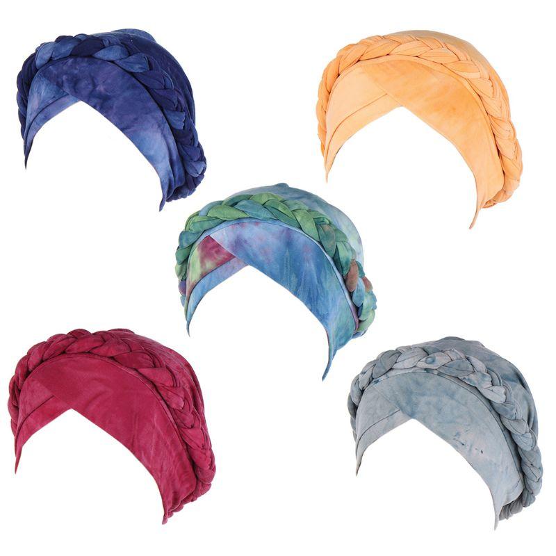 Women Twisted Braid Muslim Turban Hat Gradient Tie-Dye Print Chemo Cancer Headscarf Slouchy Wrap Cap Hair Cover, Green
Women Twisted Braid Muslim Turban Hat Gradient Tie-Dye Print Chemo Cancer Headscarf Slouchy Wrap Cap Hair Cover, Green