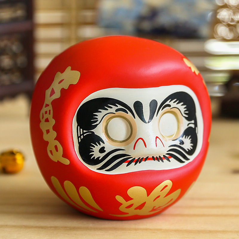 4 inch Japanese Ceramic Daruma Doll Lucky Charm Fortune Ornament Fengshui Zen Craft Money Box Home Tabletop Decoration Gifts Y200104
