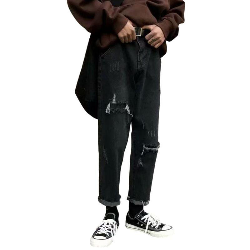 MISSKY Men's Jeans Long Pants Solid Color All-match Hip-hop Style Straight Loose Ripped Trousers For Male Summer Spring, Black
MISSKY Men's Jeans Long Pants Solid Color All-match Hip-hop Style Straight Loose Ripped Trousers For Male Summer Spring, Black