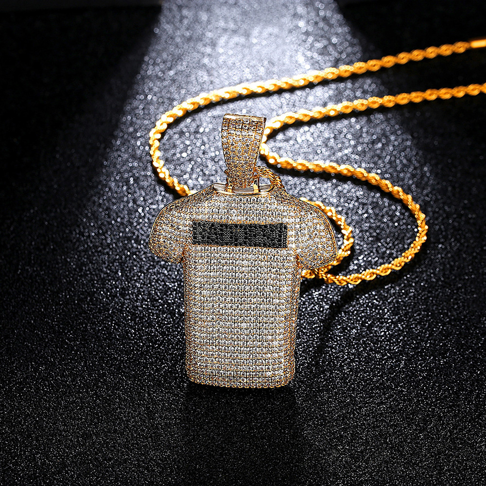 Hip Hop Full Zircon Shining Pendant Necklace Gold Plated Bling Mens Necklace Rap Jewelry Gold/Silver