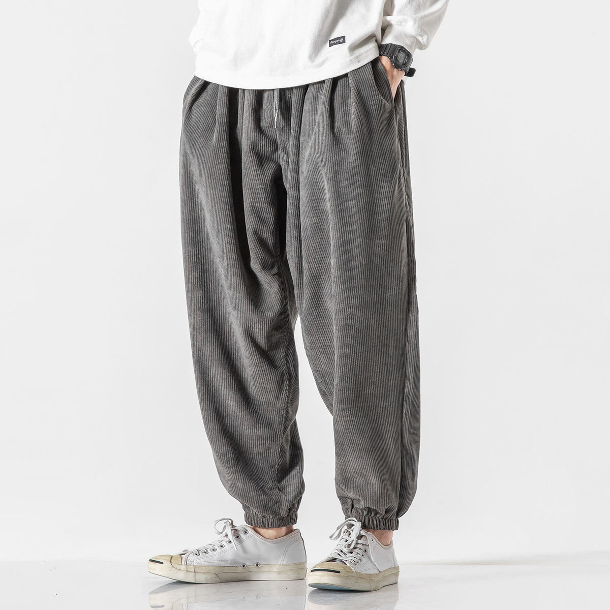 MrGoldenBowl Autumn Mens Pants Japanese Style Trousers Straight Harem Pants Korean Man Loose AnkleLength Trousers 201110