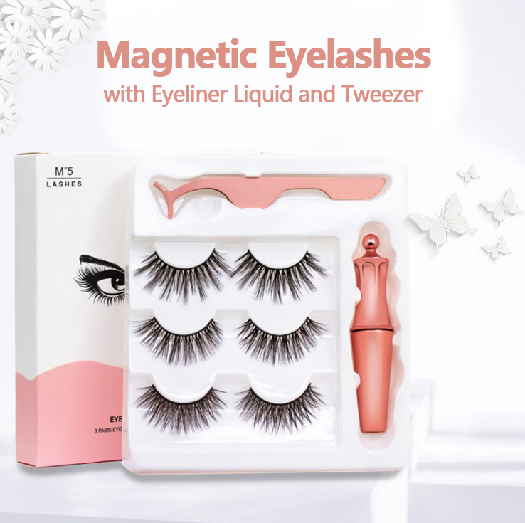 Magnetic Eyelashes with Eyeliner and Tweezer 3 Pairs 5 Magnetic False Eyelashes Liquid Eyeliner Makeup Set Reusable Eyelash No Glue Needed
Magnetic Eyelashes with Eyeliner and Tweezer 3 Pairs 5 Magnetic False Eyelashes Liquid Eyeliner Makeup Set Reusable Eyelash No Glue Needed