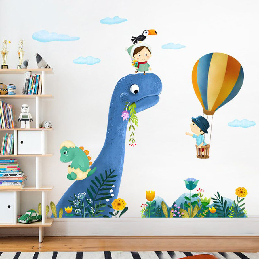 Cartoon Large Dinosaur Wall Stickers For Kids Rooms Home Decor Baby Room Nursery Animal Wall Decal Vinyl Art Poster LJ201128