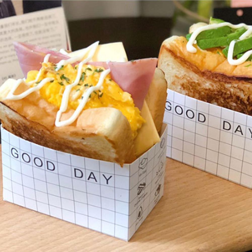 50PCS Cake Packaging Bagsand Wrapping Paper Thick Egg Toast Bread Breakfast Packaging Box Burger Oil Paper Paper Tray 201015