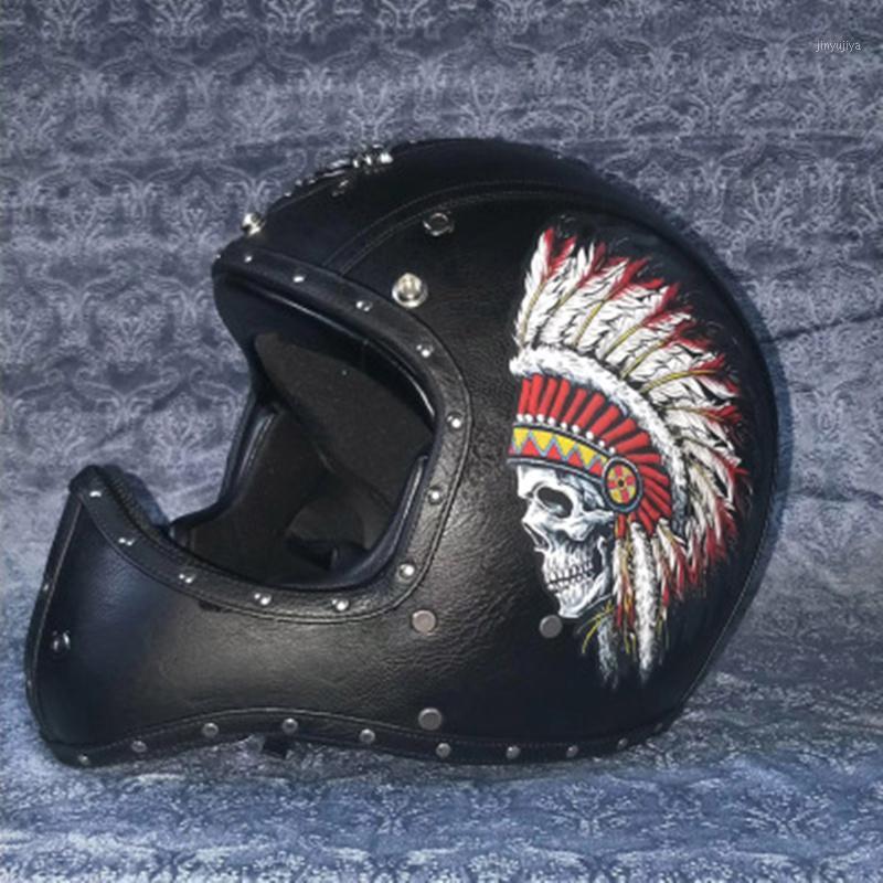 2020 New Motorcycle Helmet Leather Black Full Face Helmet Motocross Equipment Classic Retro Helmets Men Casco Riding Protection1, Red
2020 New Motorcycle Helmet Leather Black Full Face Helmet Motocross Equipment Classic Retro Helmets Men Casco Riding Protection1, Red