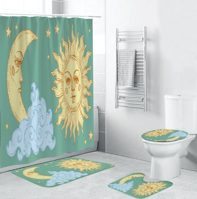 Moon sun-God pattern Shower Curtains Set Bath Mat Set Toilet Cover Bathroom Accessories Bathroom Rug
Moon sun-God pattern Shower Curtains Set Bath Mat Set Toilet Cover Bathroom Accessories Bathroom Rug