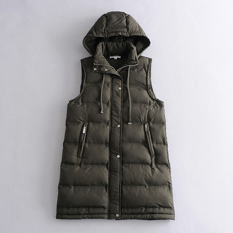 Women Winter Vest Zipper Coats New Striped Hooded Down Cotton Jacket Parkas Female Warm Thick Big Pocket Outwear 201211