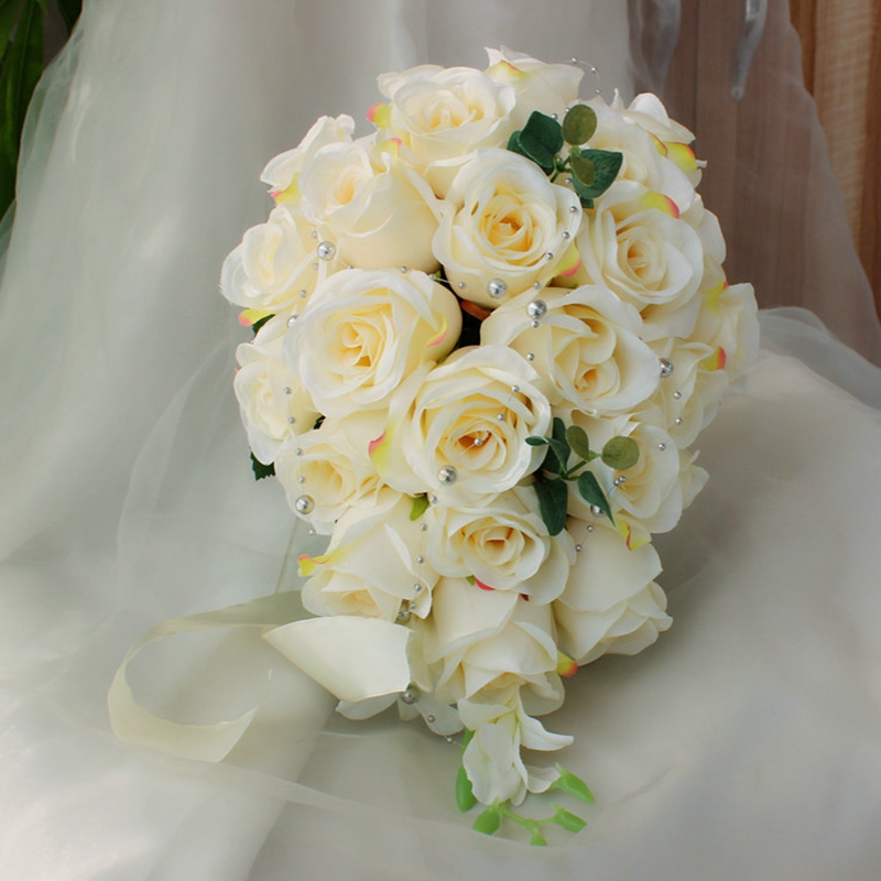 Ivory Waterfall Wedding Flowers Cascading Bridal Bouquets Artificial Pearls Pink Roses Handmade Brooch Wedding Accessories De Mariage
Ivory Waterfall Wedding Flowers Cascading Bridal Bouquets Artificial Pearls Pink Roses Handmade Brooch Wedding Accessories De Mariage