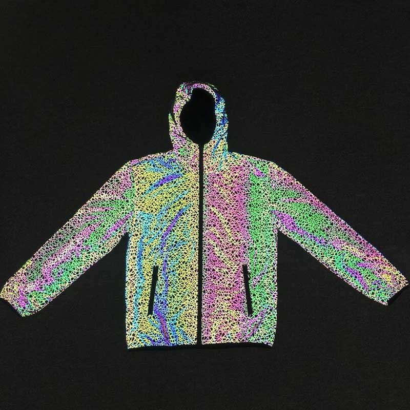 KIOVNO Men's Colorful Reflective Night Jackets Coats Hip Hop Light Reflective Jackets Outwear For Male Clothing T200502