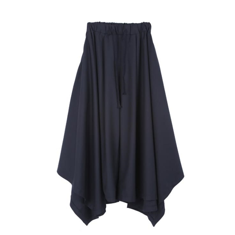 Vintage Men Pants Elastic Casual Baggy Hakama Pants Hip-hop Men Gypsy Cotton Linen Wide-legged Loose Pants Drawstring Hiphop 201116