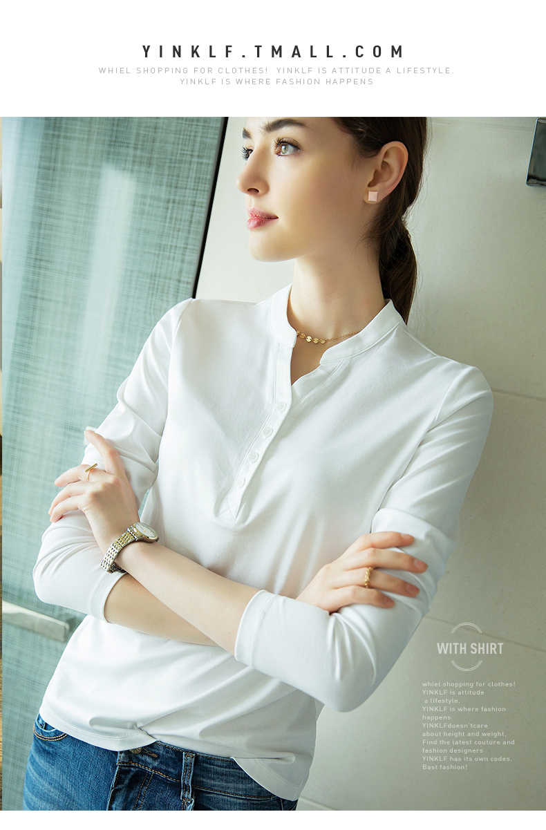 autumn winters v-neck render into new long sleeve T-shirt female jacket unlined upper garment 201125, Black
autumn winters v-neck render into new long sleeve T-shirt female jacket unlined upper garment 201125, Black